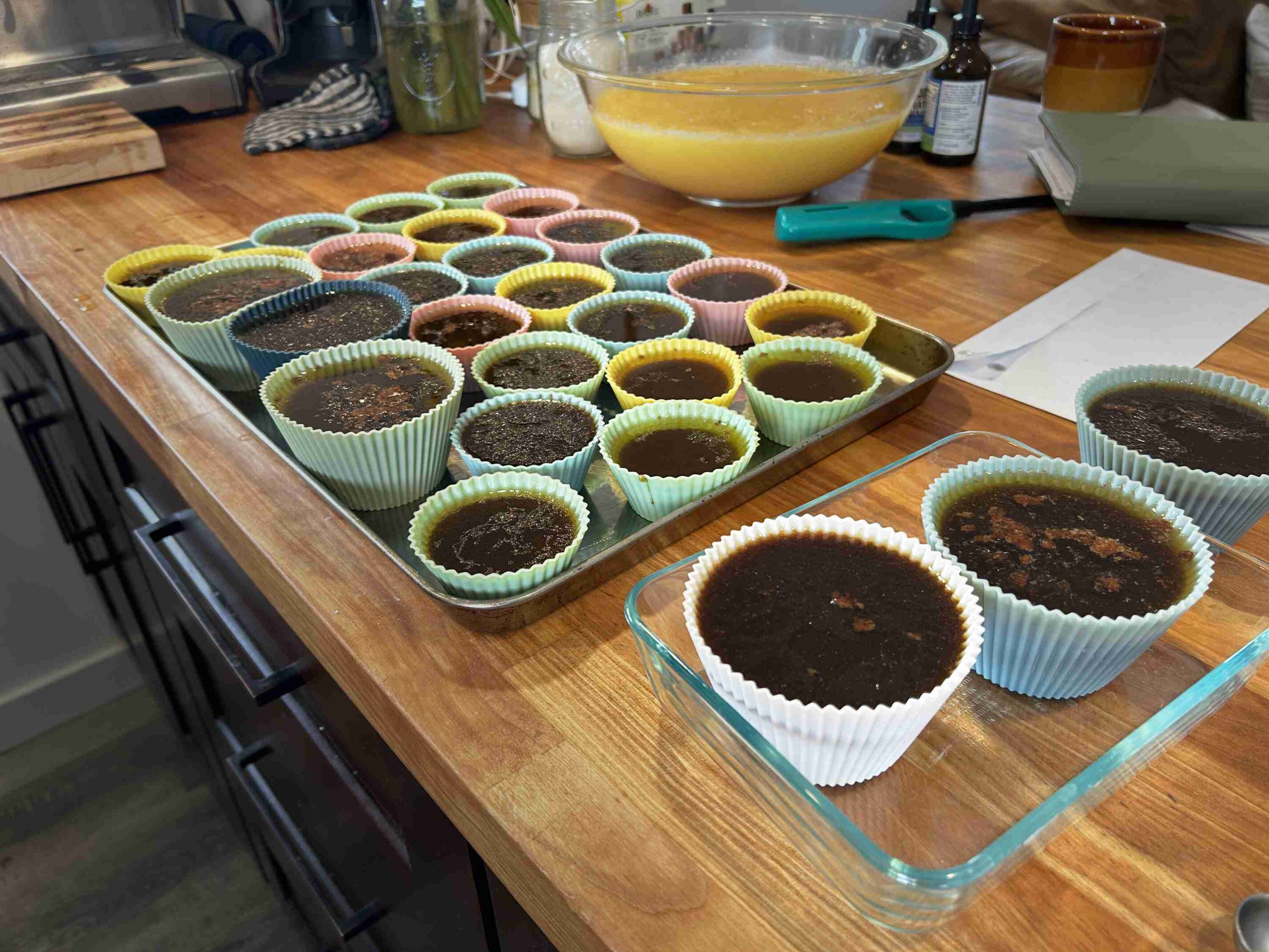 Beef bone broth concentrate in silicone muffin molds